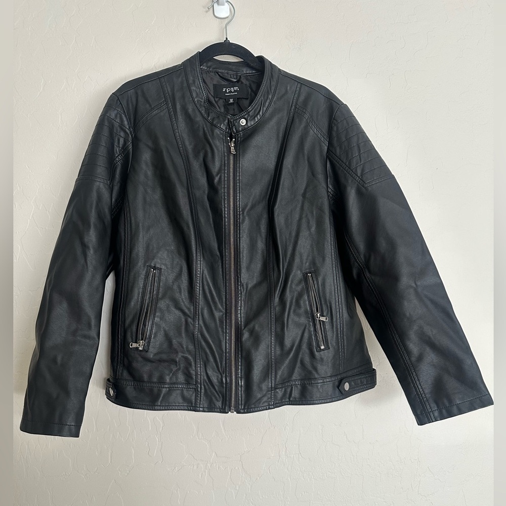SPYM Plus size 1X Vegan Faux Leather Moto Jacket Black Women’s